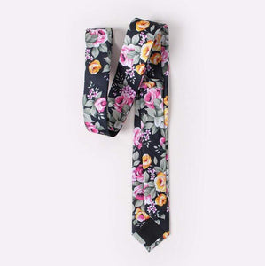 Black Floral Skinny Tie Neckties JayKirbyTies 
