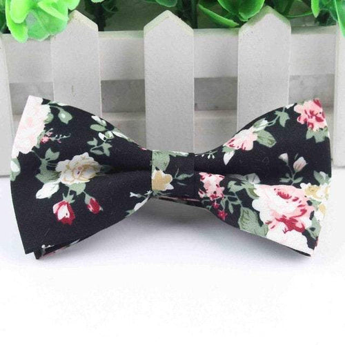 Black Rose Floral Bow Tie Bow Ties JayKirbyTies 