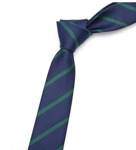 Blue & Green Striped Skinny Tie Neckties JayKirbyTies 