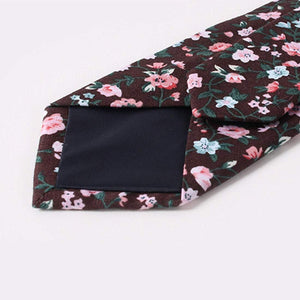 Brown Burgundy Floral Skinny Tie Neckties JayKirbyTies 