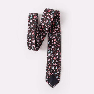 Brown Burgundy Floral Skinny Tie Neckties JayKirbyTies 