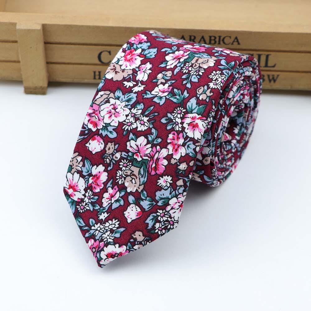 Burgundy Floral Skinny Tie Neckties JayKirbyTies 