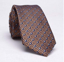 Load image into Gallery viewer, Dark Orange Geometric Pattern Skinny Tie Neckties JayKirbyTies 