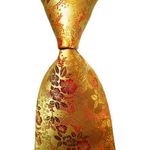 Load image into Gallery viewer, Gold Floral Tie Neckties JayKirbyTies 