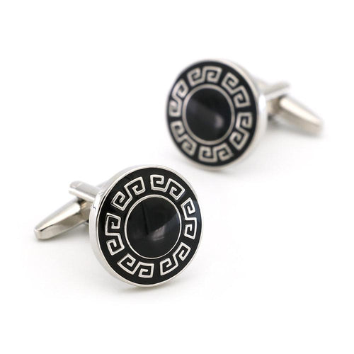 Greek Mosaic Round Cufflinks Cufflinks JayKirbyTies 