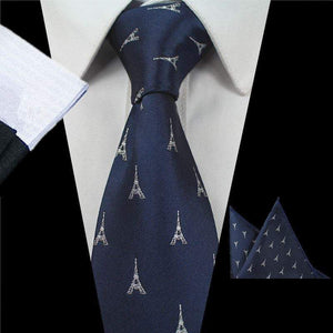 Navy Blue Eiffel Tour Tie & Pocket Square Set Tie + Square JayKirbyTies 