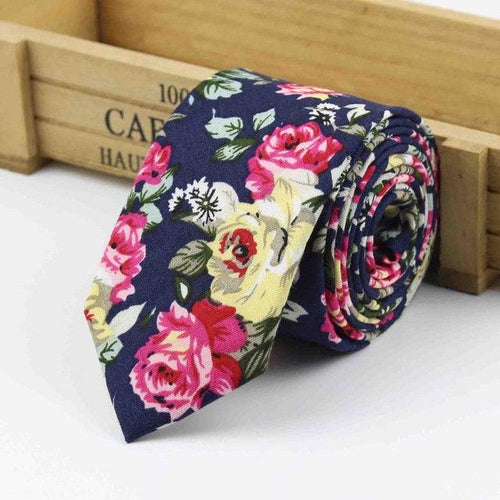 Navy Floral Tie Neckties JayKirbyTies 