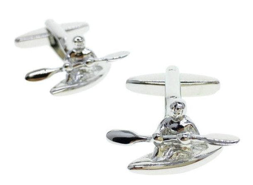 Silver Kayak Cufflinks Cufflinks JayKirbyTies 