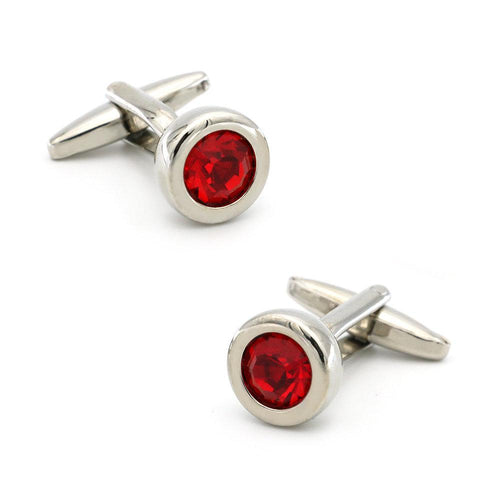 Silver & Red Crystal Cufflinks Cufflinks JayKirbyTies 