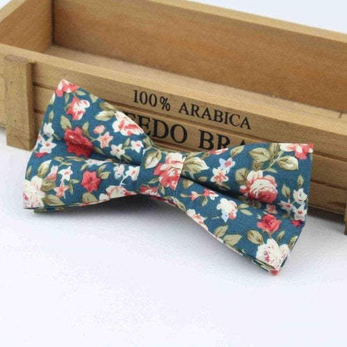 Teal Green Floral Bow Tie Bow Ties JayKirbyTies 