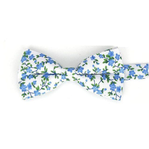 White & Blue Floral Bow Tie Bow Ties JayKirbyTies 