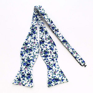 White & Blue Floral Bow Tie Bow Ties JayKirbyTies 